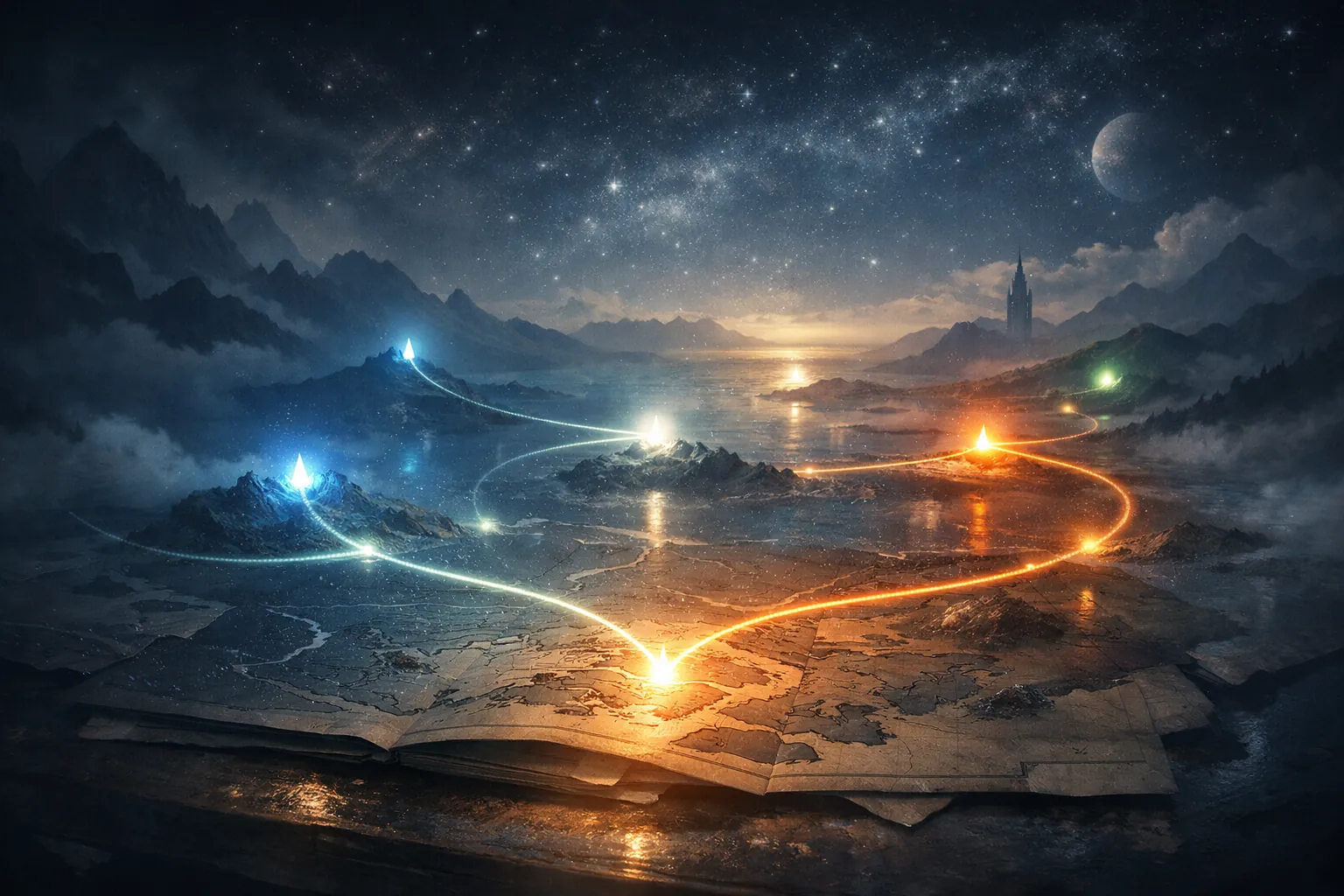 Abstract reading map representing guided reading paths