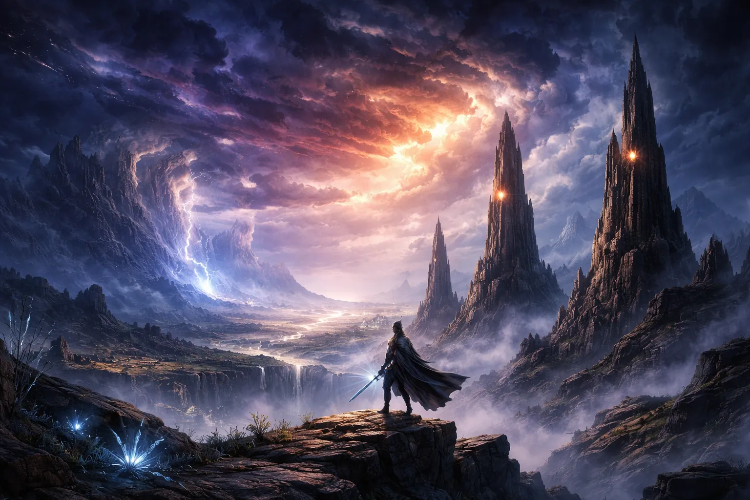 Epic fantasy landscape representing the Cosmere